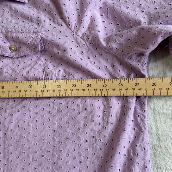 Croft & Barrow Eyelet 3/4 Roll-up Sleeve Button Up Blouse Lilac Purple Size 3x - Picture 12 of 16